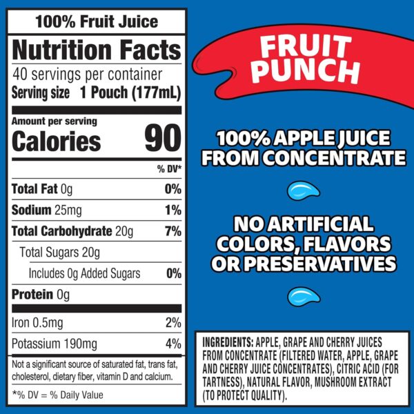 Capri Sun - 100% Juice Fruit Punch (177ml) USA 4x10 Pack - Afbeelding 8